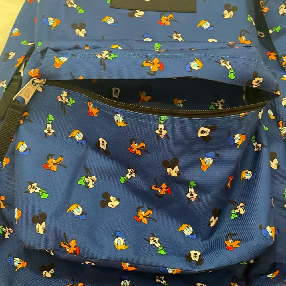 Jansport Navy Blue Backpack with Disney Characters Mickey, Donald, Goofy & Pluto - Picture 4 of 6